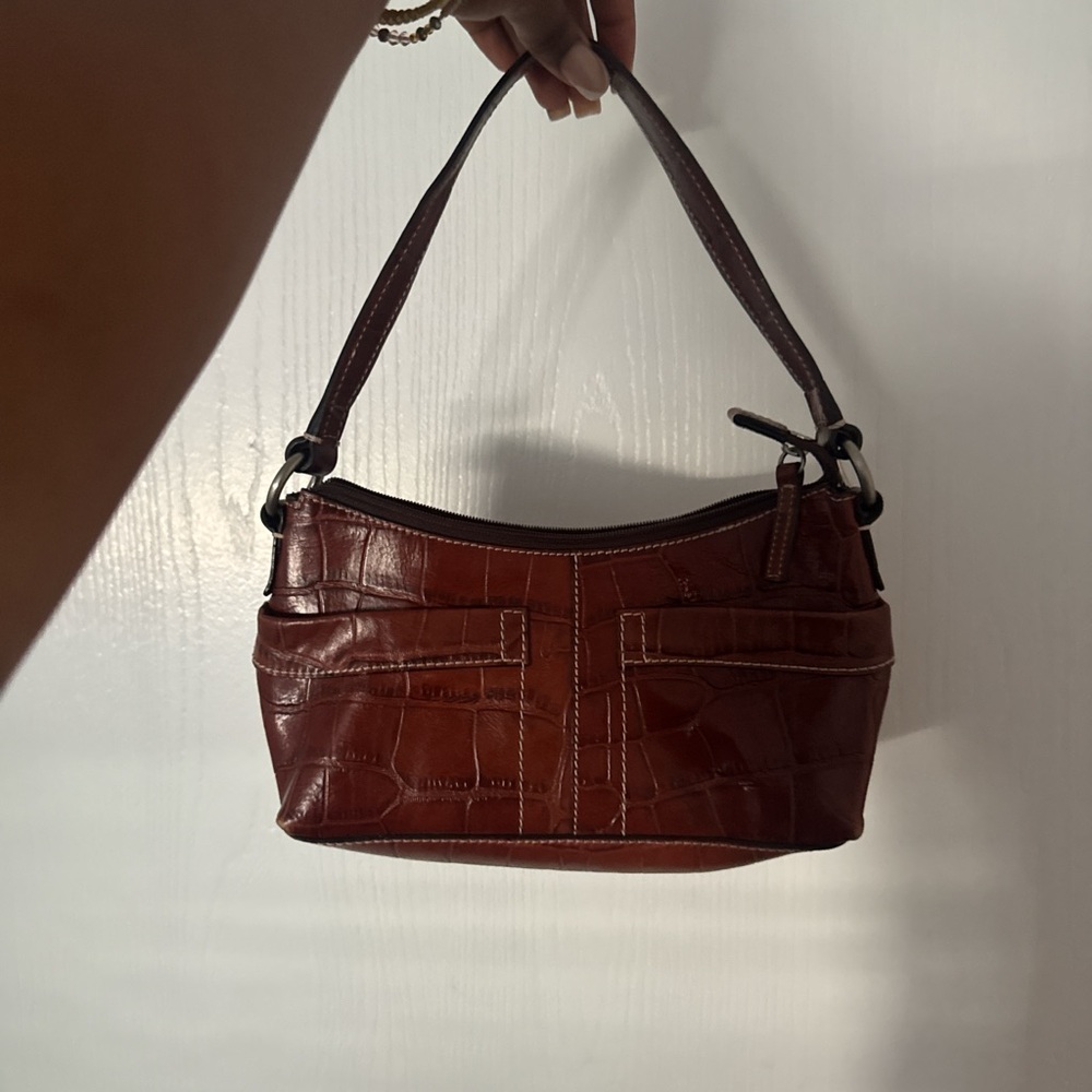 Fossil Brown Mini Bag with Structured Design
